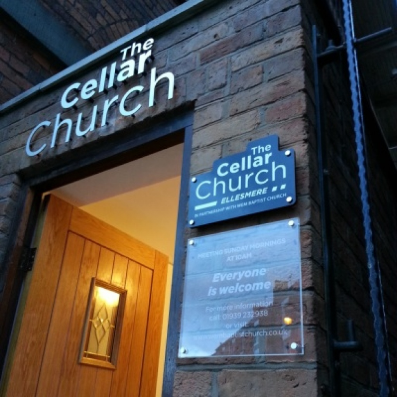 Uplifting signage at The Cellar Church in Ellesmere