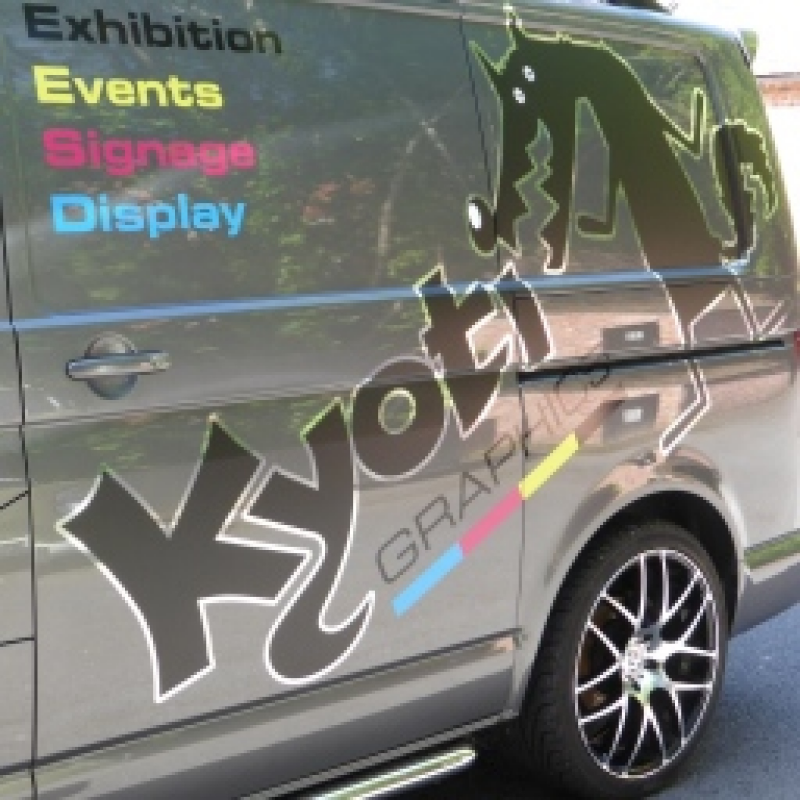 Vehicle graphics for new van for Kyoti Graphics installation team