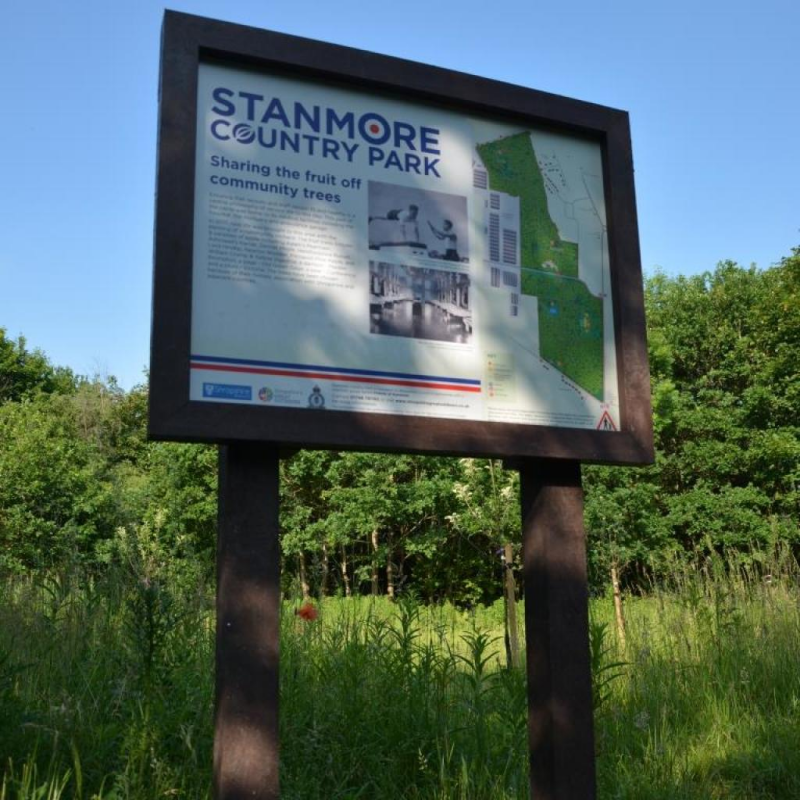 Appealing recycled plastic interpretation signs for Stanmore Country Park