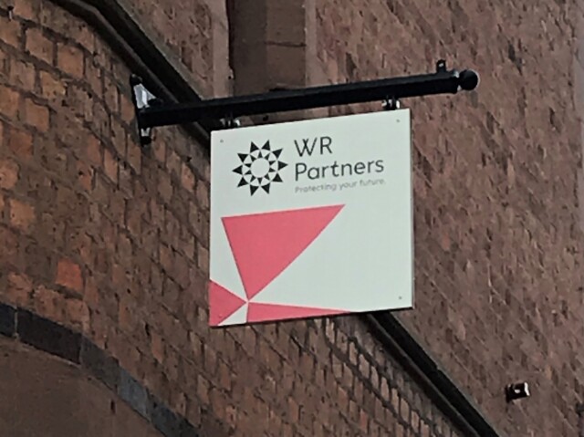 WR Partners Hanging Sign